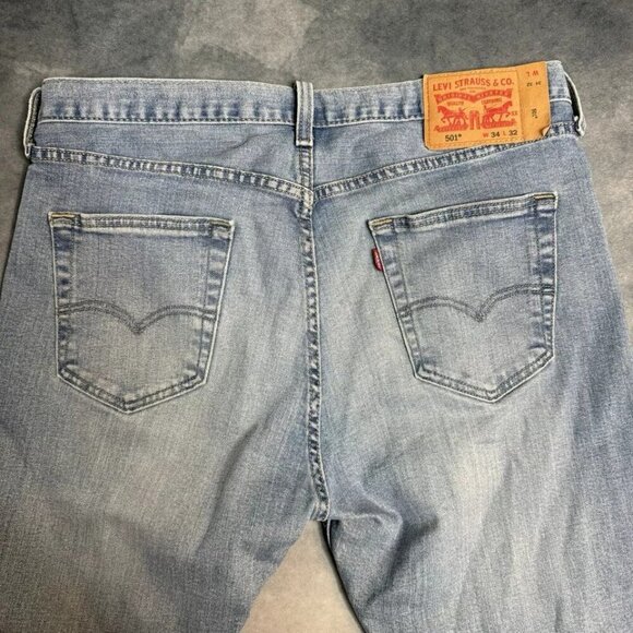 Levis 501 Jeans Men's Size 34x32 Straight Button Fly Red Tab Blue Fits 34x28 - Picture 12 of 15